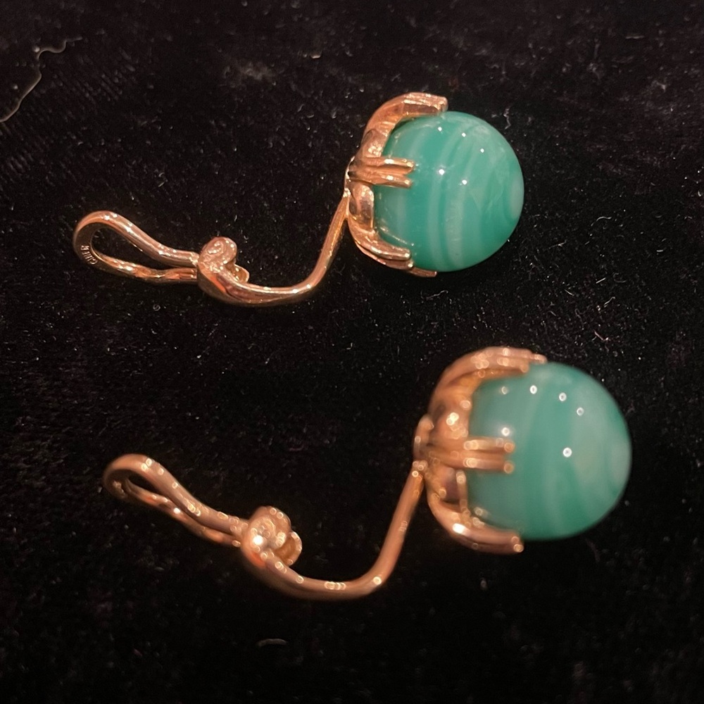 VTG Ciner glass swirl faux jade earrings